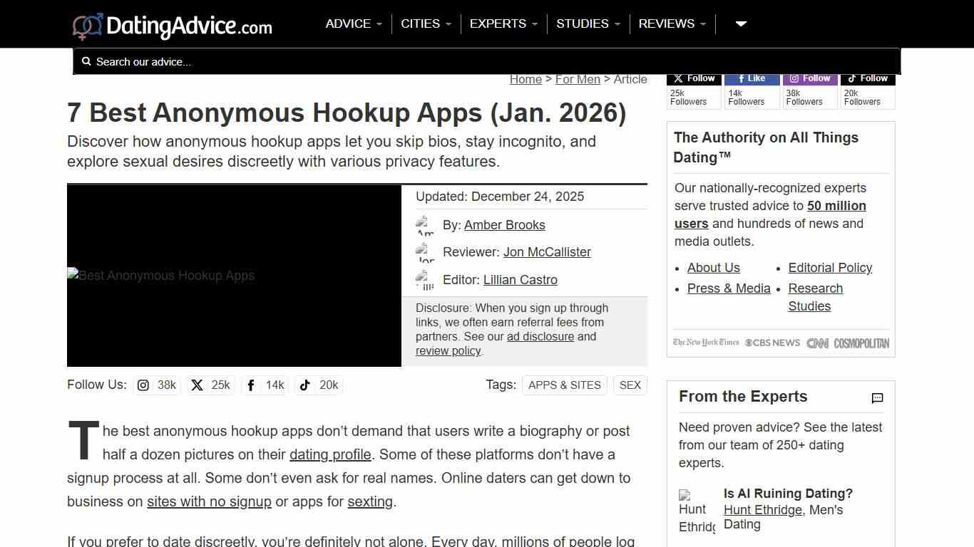 7 Best Anonymous Hookup Apps (Jan. 2026)