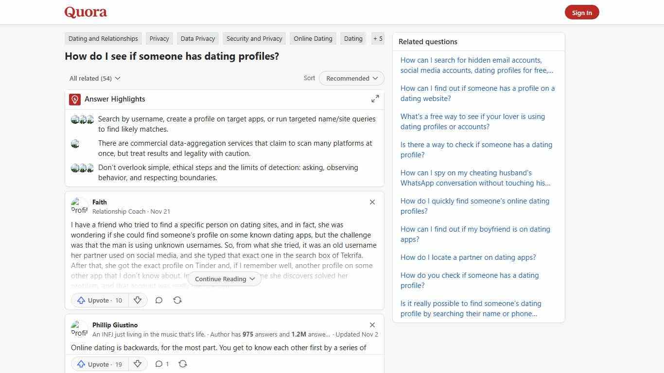How to see if someone has dating profiles - Quora